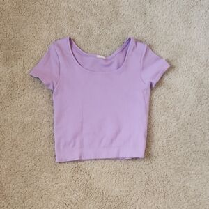 Athleta Girl Rise Above Rib Crop Tee, Size L/12, Color: Fresh Lilac